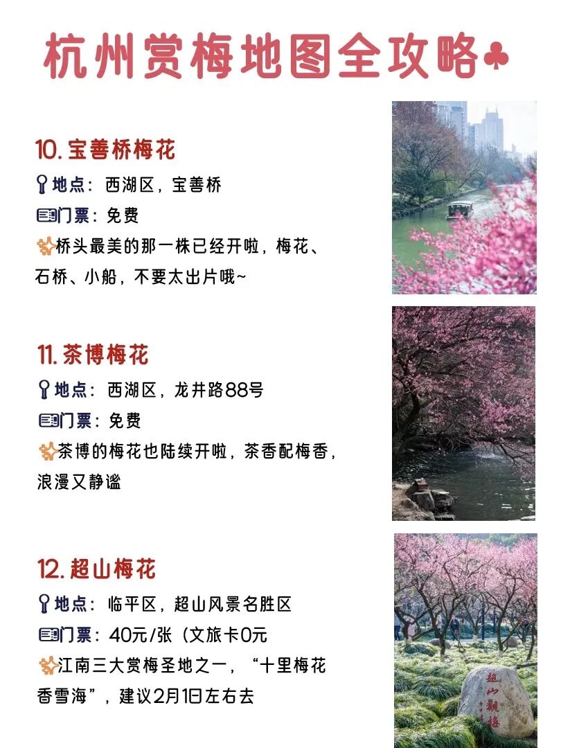 2026杭州梅花已开|Top12绝美免费赏梅点!收藏