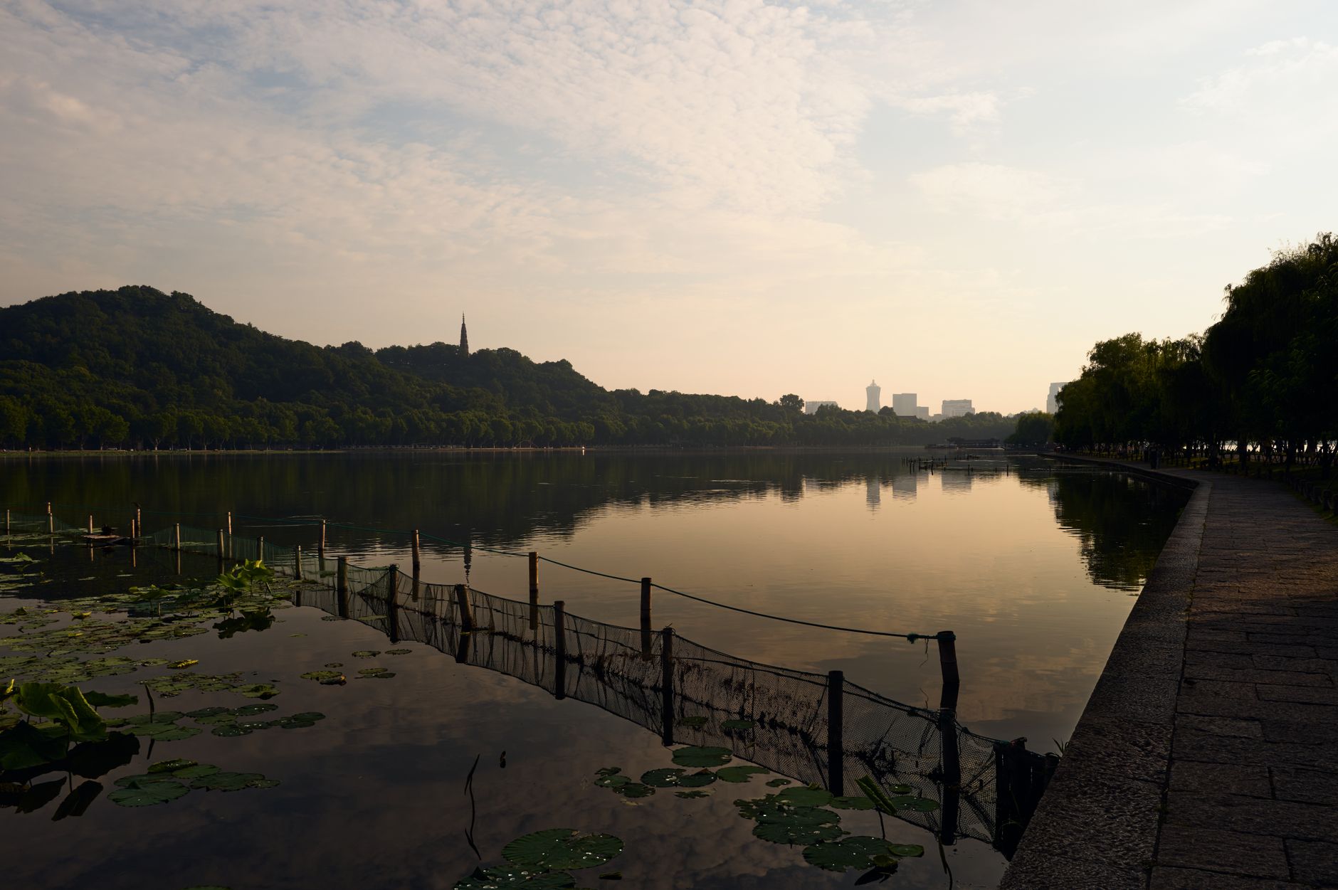 杭州西湖黄昏美景实景